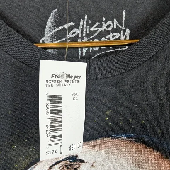 Collision Theory Wolf Moon Graphic Tee T-Shirt Black Green Short Sleeve Mens L - Picture 4 of 4